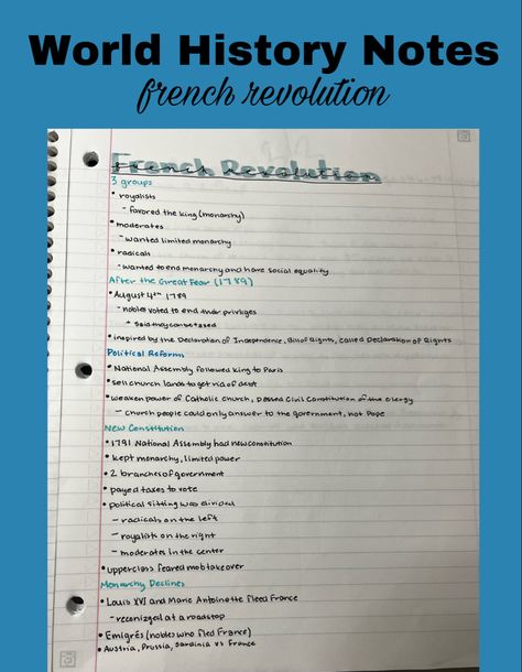 my notes from school! Industrial Revolution Notes, History Notes Aesthetic French Revolution, The French Revolution Aesthetic, French Revolution Aesthetic Notes, French Revolution Notes, History Notes Aesthetic, You're Pathetic, World History Notes, Penn Foster High School