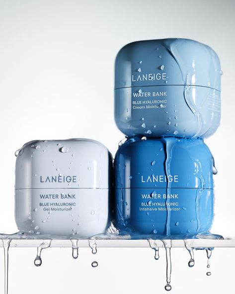 The new and newly upgraded Water Bank Moisturizers are made to fit every skin type, season and skin goal. Gel: Combo & oily skin Cream: Normal to dry skin Intensive: Very dry & sensitive skin Shop today on us.laneige.com, Sephora, Sephora at Kohls and Amazon #laneige #waterbank #laneigewaterbank #dryskin Blue Skincare, Laneige Skincare, Laneige Water Bank, Blue Cosmetic, Regular Skin Care Routine, Clean Blackheads, Sephora Skin Care, Skincare Packaging, Combo Skin