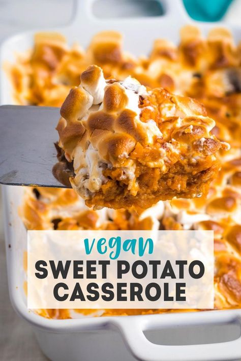 Sweet Potato Casserole Healthy, Vegan Sweet Potato Casserole, Vegan Casserole, Sweet Potato Recipes Casserole, Vegan Thanksgiving Recipes, Vegan Sweet Potato, Vegan Thanksgiving, Sweet Potato Pie, Mashed Sweet Potatoes