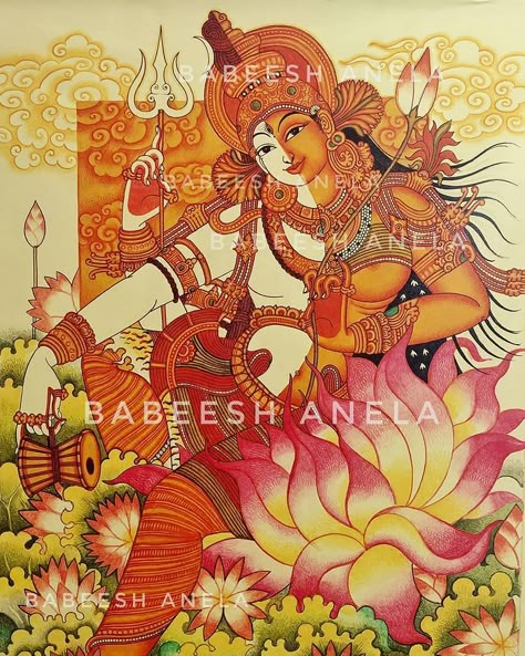 Heart Art Projects, Mural Art Design, Dancing Drawings, Kalamkari Painting, Boho Art Drawings, Kerala Mural Painting, Beautiful Art Paintings, Indian Painting, Historical Painting