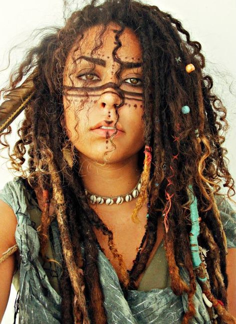 "♕ AFRODESIAC ETHNIC WOMEN OF CULTURE WORLDWIDE ♕ Dread Locks, Bohemian Braids, Bohemian Hairstyles, Afro Punk, Spring Jewelry, Festival Makeup, Wild Woman, Fantasy Makeup, Bohemian Hippie