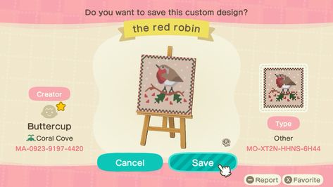 Acnh Red Design Code, Acnh Red Codes, Acnh Ideas, Red Robin, Red Maple, Island Ideas, Red Design, Red Bow, Leaf Design