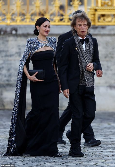 Melanie Hamrick, The Palace Of Versailles, Stylish People, Palace Of Versailles, Grey Scarf, Black Tuxedo, Mick Jagger, Rolling Stone, On The Red Carpet