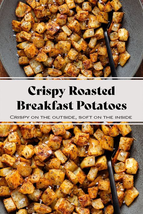 Try these Crispy Breakfast Potatoes for breakfast with eggs, roasted vegetables, or anything else you like! They also make a great side for lunch or dinner. These potatoes are crispy on the outside but still soft and fluffy on the inside. Flavorful, a little spicy, and delicious with anything you serve them with. Whole 30 Breakfast Potatoes, Diced Breakfast Potatoes In Oven, Healthy Potato Meal Prep, Potato Cubes Breakfast, Breakfast Potatoes With Onions, Red Potato Recipes Breakfast, Breakfast Diced Potatoes, Cheese Breakfast Potatoes, Potato’s And Eggs