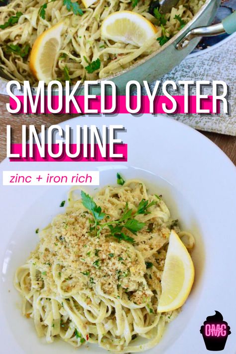 Pasta With Oysters, Smoked Oyster Pasta, Oyster Pasta Recipes, Recipes With Smoked Oysters, Recipes Using Canned Smoked Oysters, Tinned Oyster Recipes, Jarred Oyster Recipes, Smoked Oysters Recipes, Canned Smoked Oysters Recipes