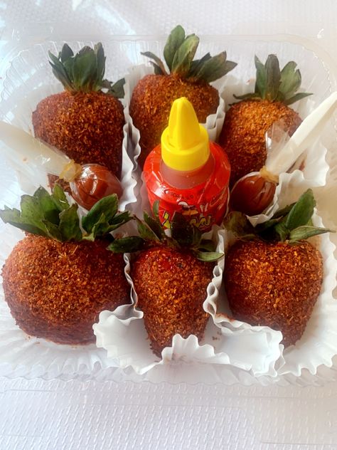 Tajin Strawberries, Tamarindo Strawberries, Chamoy Strawberries, Strawberry Covered Tamarindo, Drinks With Chamoy And Tajin, Tajin And Chamoy Recipes Fruit, Fruit With Tajin And Chamoy, Mexican Fruit Cups Chamoy, Candy Business