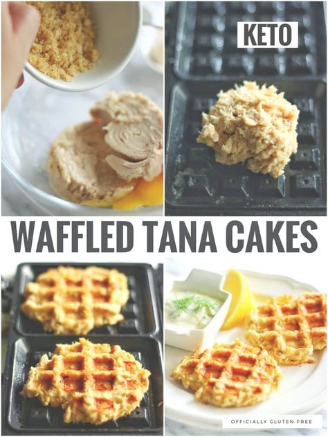 Low Carb Waffled Tuna Cakes | Keto & Gluten Free Waffled Tuna Patties Tuna Waffle Recipe, Tuna Waffle, Tuna Cakes Easy, Buffalo Tuna, Inexpensive Appetizers, Tuna Bites, Mini Waffle Recipe, Spicy Tuna Salad, Easy Keto Lunch