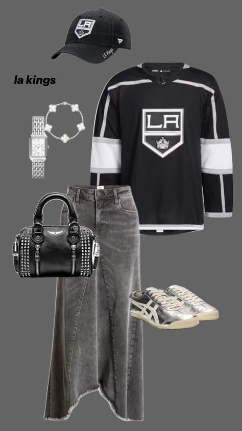 La Kings #hockey #nhl #kings #lakings #outfit Kings Outfit, La Kings Hockey, Hockey Outfits, Kings Hockey, King Outfit, Nhl, Hockey, Pins, Quick Saves