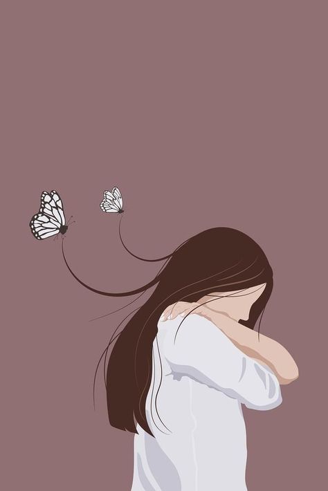 Woman Background, Health Illustration, Aesthetic Pics, Illustration Design, Butterflies, Health, Hair, Design