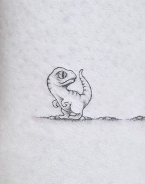 Tiny Raptor Tattoo, Dinosaur Cute Tattoo, Small Dino Tattoos, Tattoo Dino, Tiny Tats, Tiny Dinosaur, Dinosaur Tattoos, Cute Tattoos, I Tattoo