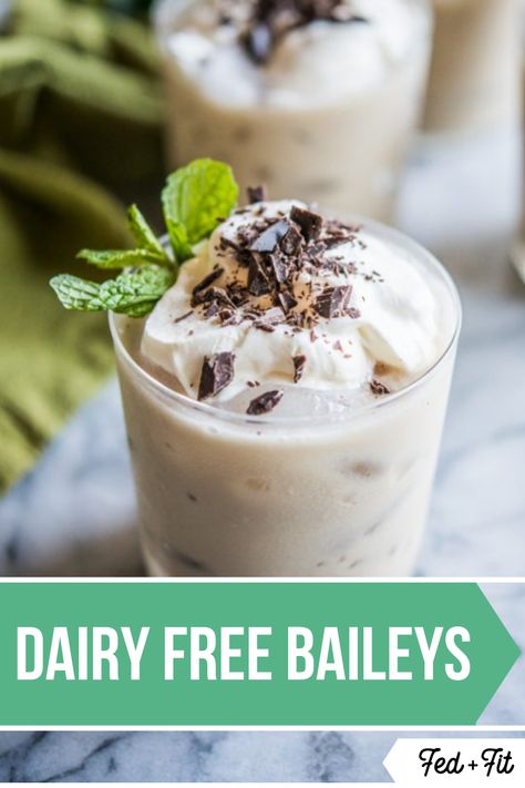 This Dairy Free Baileys will be a delicious, creamy drink to add to your at home cocktail menu! With just a handful of ingredients, including coconut milk, this is a great dairy free drink option. #paleo #holiday Garlic Cilantro Sauce, Vegan Baileys, Homemade Baileys, Chocolate Crumble, Chicken With Garlic, Fed And Fit, Paleo Drinks, Baileys Recipes, Balsamic Pork