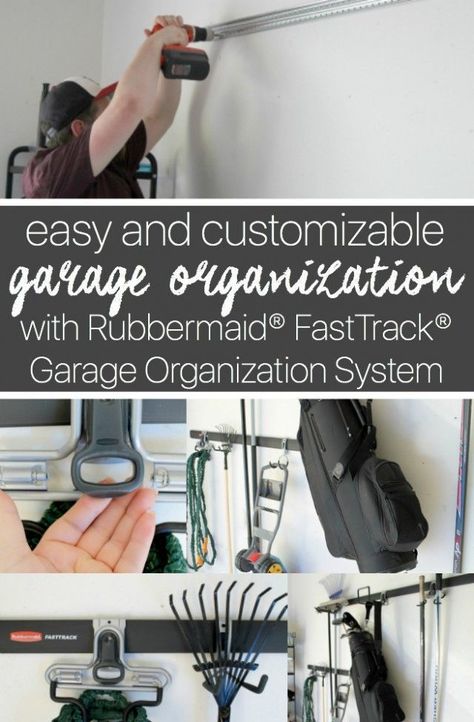 How to EASILY organize your garage with the Rubbermaid FastTrack Garage Organization System! /rubbermaid/ AD #GarageCleanUp #CollectiveBias Rubbermaid Fast Track, Garage Organization Systems, Garage Wall Storage, Organizational Hacks, Garage Tool Organization, Diy Cleaning Products Recipes, Garage Walls, Organizing Systems, Garage Organization