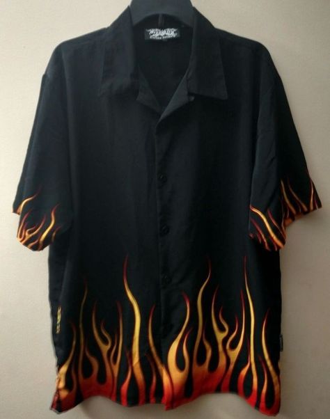 Dragonfly Clothing, Flame Shirt, Guy Fieri, Shirt Aesthetic, Painted Clothes, Mens Shirt, Edgy Outfits, Retro Outfits, Clothing Company