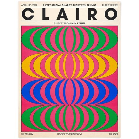 Aaron Lowell Denton on Instagram: “Poster for Clairo + Men I Trust in Los Angeles” Bedroom Wall Collage, Dorm Posters, Picture Collage Wall, Arte Inspo, A4 Poster, Photo Wall Collage, Art Collage Wall, Band Posters, Picture Collage