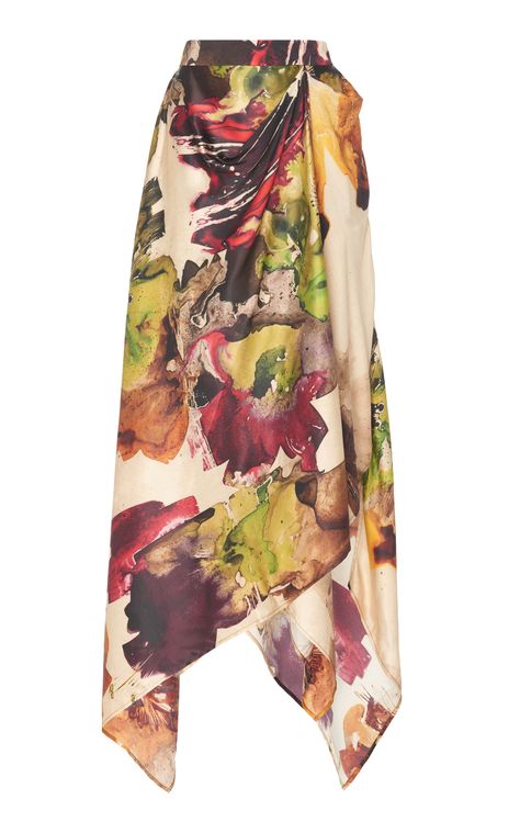 Spring Asymmetrical Silk Skirt, Silk Floral Print Flowy Skirt, Luxury Printed Flowy Skirt, Chic Pre-draped Asymmetrical Silk Skirt, Luxury Floral Print Asymmetrical Skirt, Handkerchief Skirt, Heal Thyself, Expensive Dresses, Skirt Styles