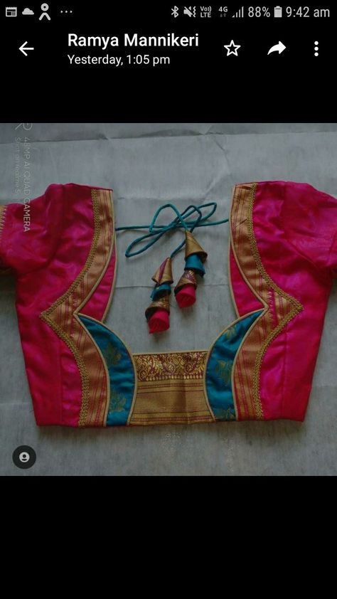 Kathpadar Saree Blouse Design, Blouse Back Neck Designs Latest, Floral Blouse Designs, Latest Blouse Neck Designs, Saree Blouse Design, Patch Blouse, Lace Blouse Design, Blouse Back Neck, Patch Work Blouse Designs