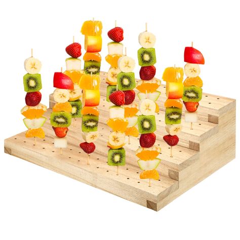 PRICES MAY VARY. Extensive Usage: the food display stand for parties offers an easy way to display and serve 120 skewers of appetizers, desserts, fruits and more, suitable for birthday parties, barbecues, weddings or holiday gatherings, you can use them for multiple guests Safe and Quality: the skewer holder is made of lasting wood, reliable and odorless, not easy to deform or break, and its surface is polished smooth that can keep its gloss, which you can use repeatedly for a long period Proper Appetizer Skewers, Food Skewers, Tiered Serving Stand, Food Display Stands, Appetizer Display, Skewer Appetizers, Cocktail Appetizers, Catering Supplies, Wooden Food