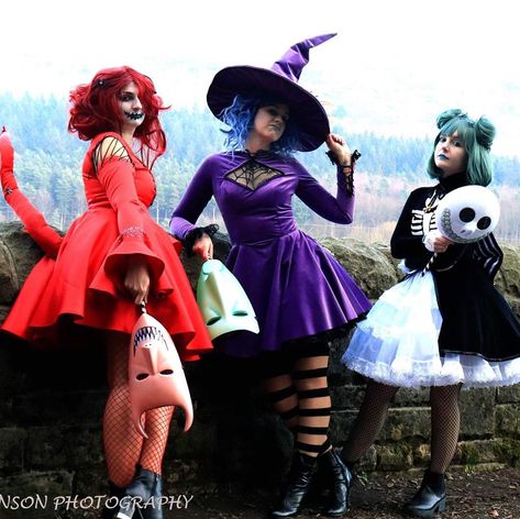 Lock Shock Barrel Cosplay, Lock Shock And Barrel Disneybound, Shock Nightmare Before Christmas Costume, Tim Burton Inspired Costumes, Scary Disney Costumes, Cute Group Costumes 4 People, Lock Shock And Barrel Costumes Diy, Lock Shock And Barrel Costumes Women, Diy Oogie Boogie Costume For Women