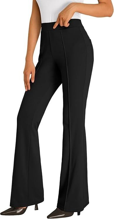 EFAN Womens Work Business Casual Flare Leggings Pants Comfort Office High Waisted Slacks Pants with Pockets 2024 Black M at Amazon Women’s Clothing store High Waisted Slacks, Slacks Pants, Oversized Sweater Women, Slack Pants, Womens Business Casual, Pants With Pockets, Flare Leg Pants, Beach Wear Dresses, Flare Leggings