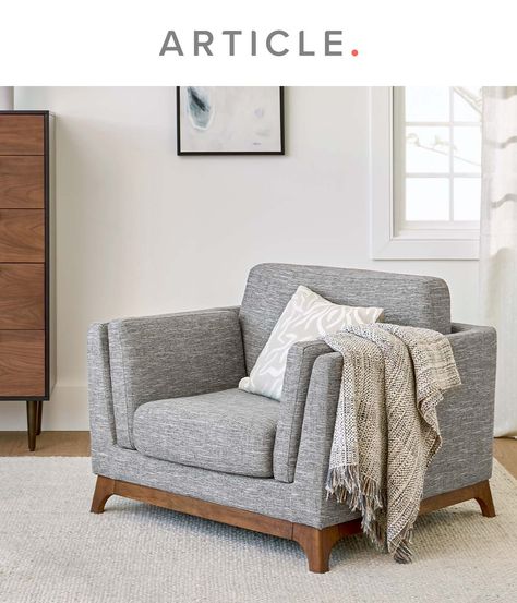 Making A Fort, Gray Armchair, Gray Accent Chair, Grey Accent Chair, Country Style Bedroom, Mid Century Modern Lounge, Mid Century Modern Lounge Chairs, Article Furniture, Basement Living Rooms