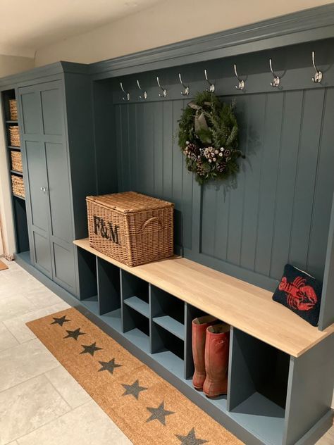 Boot Room Bench, Mudroom Shelves, Open Hallway, Bar Dresser, Boot Room Storage, Shoe Storage Mudroom, Boot Room Utility, Utility Room Designs, Mudroom Remodel