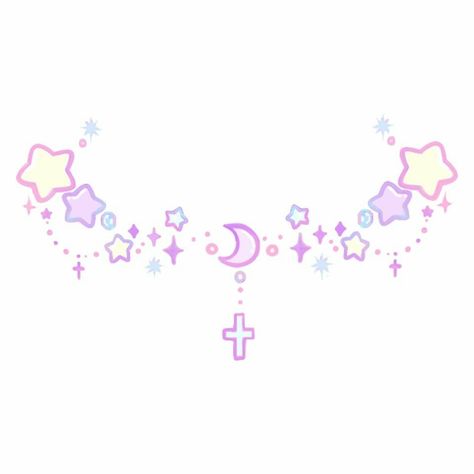 Kawaii Moon And Stars, Moon And Stars Doodle, Pastel Galaxy Aesthetic, Soft Stickers, Type Of Aesthetics, Watermark Ideas, Kawaii Tattoo, Cocoppa Wallpaper, Cute Little Tattoos