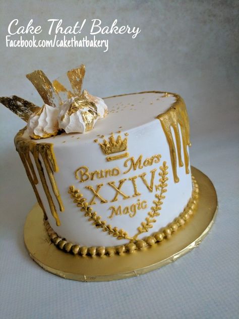 Bruno Mars Birthday, 24th Birthday Cake, Cake For Him, New Birthday Cake, Gold Birthday Cake, Birthday Cake For Him, Birthday Dinner Party, Magic Cake, Gold Birthday Party