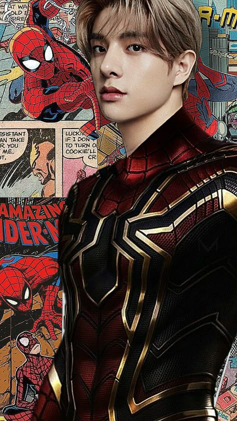 Jake Enhypen Spiderman, Enhypen Spiderman, Jake Edit, Spiderman Outfit, Seni Korea, Jake Miller, Spiderman Suits, Spaider Man, Black Spiderman