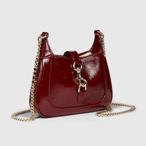 Gucci Jackie Notte mini bag in Rosso Ancora patent leather | GUCCI® International Gucci Ancora, Bag Wishlist, Gucci Mini Bag, 2024 Goals, My Style Bags, Gucci Mini, Gucci Jackie Bag, Cloth Bags, Gucci Bag