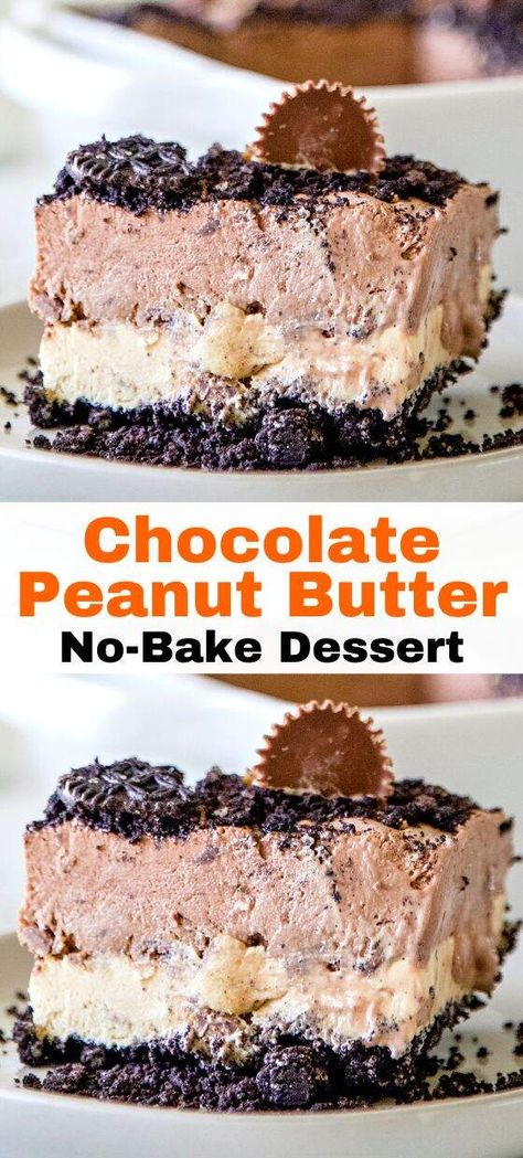 Chocolate Peanut Butter No-Bake Dessert - Top Recipes Pb And Chocolate Desserts, No Bake Chocolate Peanut Butter Lasagna, Peanut Butter Cream Cheese Desserts, Chocolate Peanut Butter No Bake Dessert, No Bake Chocolate Peanut Butter Dessert, No Bake Peanut Butter Cheesecake Recipes, Peanut Butter Dirt Cake, Peanut Butter No Bake Dessert, No Bake Chocolate Peanut Butter Pie