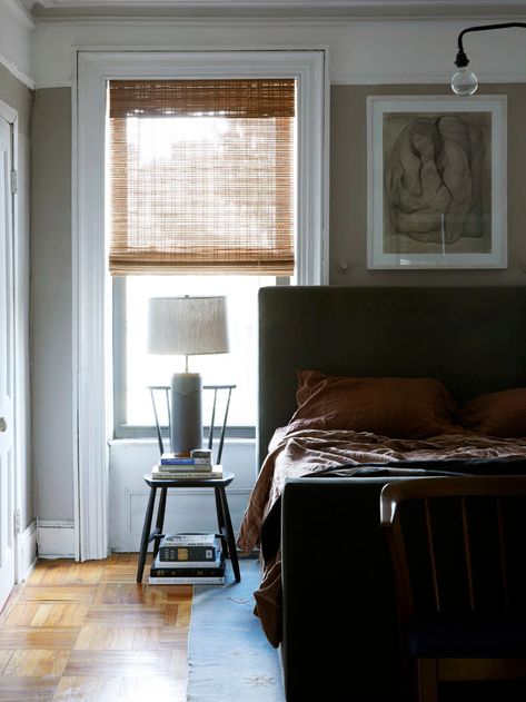 Blinds Bedroom, Dark Apartment, Apartment Livingroom, Grand Library, Traditional Bedrooms, Living Apartment, Magnolia House, Brass Rods, Town Art