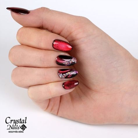 Crystal Nails Magyarország💕 az Instagramon: „@kesztyusdori az új kék és piros Glassy CrystaLac-okat kombinálta az ezüst Tiger Eye Infinity-kkel, majd munkáját szórógyöngyökkel…” Eye Manicure, Red Manicure, Crystal Nails, Tiger Eye, Class Ring, Greece, Manicure, Nail Art, Nails