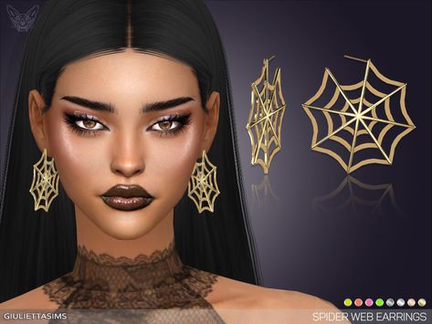 Halloween is around the corner and I couldn't miss an opportunity to make something. Found in TSR Category 'Sims 4 Female Earrings' Alt Sims, Chokers For Kids, Sims 4 Cc Goth, Spider Web Earrings, The Sims 4 Custom Content, Halloween City, Custom Cast, Cc Folder, Sims Packs