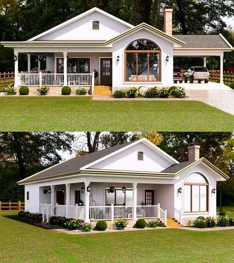 Beautiful Small House Design, Simple Bungalow House Designs, Tropical Homes, Floorplan House, Bungalow Style House Plans, Affordable House Plans, House Design Ideas, Country House Design, Cottage Style House Plans