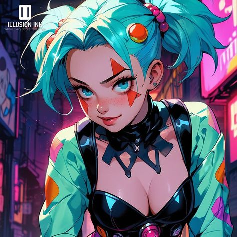 300 Cyberpunk Clown Character Concept | 8K,  on ArtStation at https://www.artstation.com/artwork/4Nbx52 Cyberpunk Clown, Clown Character, Clown Girl, Cyberpunk Girl, Girls Characters, Character Design References, Design Reference, Character Concept, Cyberpunk