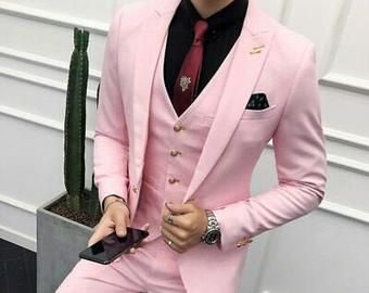 Pink Prom Suit, Pink Suit Men, Mens Suits Casual, Pink Suits, Terno Slim Fit, Prom Suits For Men, Blue Suit Men, Slim Fit Suit Men, Dinner Suit