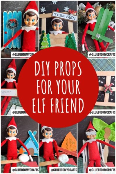 Elf Prop Ideas From Glued To My Crafts - Glued To My Crafts Diy Elf Decorations, Elf Wood Crafts, Diy Elf Accessories, Elf On The Shelf Props Diy, Diy Elf Props, Diy Elf On The Shelf Prop Ideas, Elf On The Shelf Accessories Diy, Elf On The Shelf Props, Elf Scenes