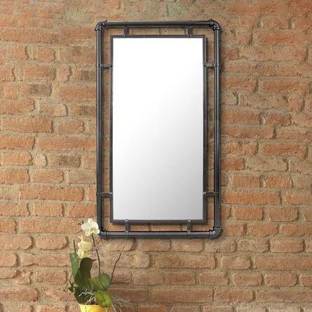 Williston Forge Culley Distressed Accent Mirror | Wayfair Industrial Mirror, Rustic Mirror, Unique Mirror, Industrial Mirrors, Mirror Metal, Rustic Mirrors, Keyhole Hanger, Matte Paint, Unique Mirrors