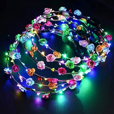 Led Flower Crown, Flower Halo Headband, Led Flower, Flower Hair Band, Flower Headbands, Flower Crown Headband, Flower Halo, Party Headband, Glow Party