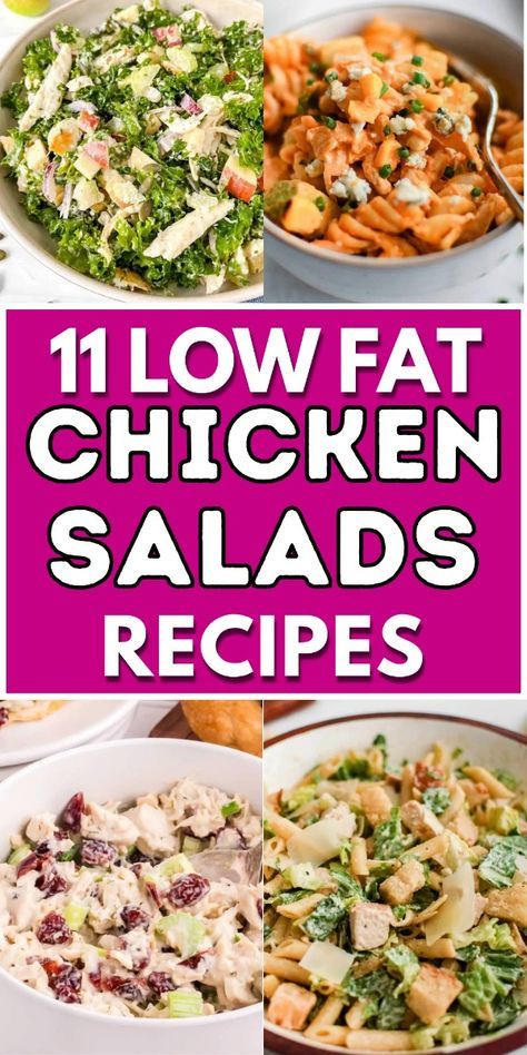 Low Sodium Chicken Salad, Low Fat Chicken Salad Recipe, Low Fat Chicken Salad, Arbys Chicken Salad, Dinner Salad Ideas, Low Carn, Homemade Salads Recipes, Low Fat Salads, Smoked Chicken Salad