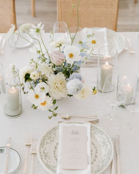 We understood the “something blue” assignment 🩵 🩵🩵 Photos @bsimkova Planning and design @lauren_blushandbowties @blushandbowties Tent @premiertents Florist @kenilworthfloral Rentals @divinefurniturerental @simplybeautifuldecor Stationery @paperandposte #tentwedding #luxurywedding #modernwedding #antibride #stylishwedding #wedding #weddingday #weddingphotography #topweddingphotography #weddings #weddinginspiration #weddingideas #weddingphoto #weddingstyle #dreamwedding #weddingplanner ... Blue Floral Tablecloth Wedding, Top Table Meadow Flowers, Pale Blue Flowers Aesthetic, Blue Floral Napkins Wedding, Meadow Anemone, Toronto Wedding, Tent Wedding, Married Life, Stylish Wedding