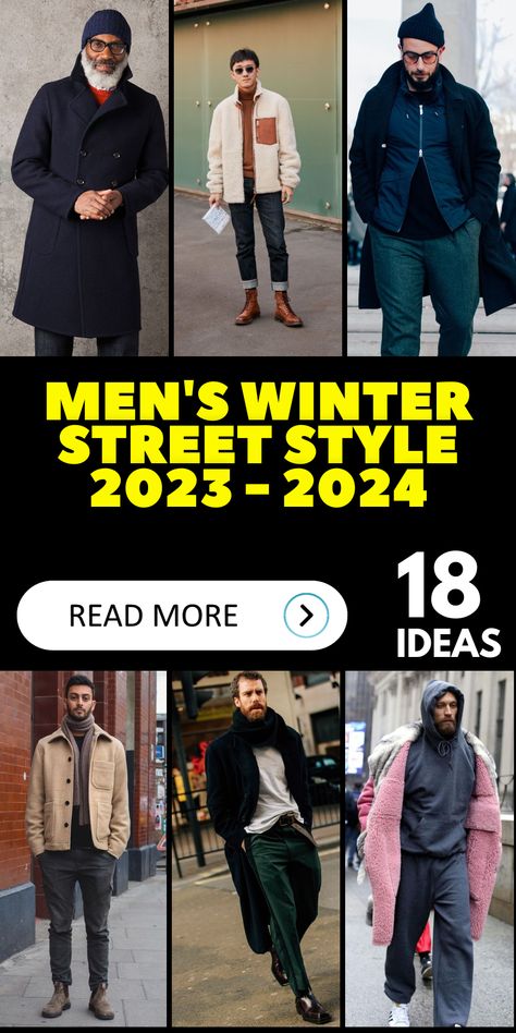 All-Black Men's Winter Street Style Outfits: Black is a color that never goes out of style, and our all-black men's winter street style outfits for 2023 - 2024 are a testament to its timeless appeal. From sleek black jackets to black denim, these outfits exude sophistication and versatility, making them perfect for urban street style. Nyc Winter Men Outfit, London Winter Outfits Men, Black Men Sweater Outfit, Men New York Outfits Winter, Turtleneck Outfit Men Aesthetic, Men’s Winter Street Outfits, Street Style Men Winter, Winter New York Outfits, Black Men Winter Fashion