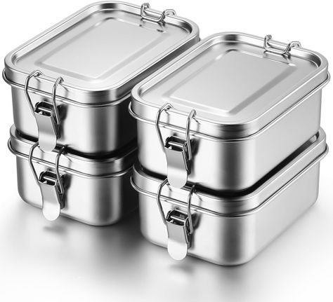 Stainless Steel Lunch Containers, Plastic Free Kitchen, Stainless Steel Bento Box, Outdoor Lunch, Disposable Food Containers, Stainless Steel Containers, Stainless Steel Lunch Box, Box Food, Eco Friendly Kitchen