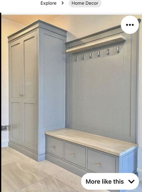 Ikea Mud Room, Boot Room Storage, Boot Room Utility, Small Mudroom Ideas, Utility Room Designs, Mudroom Remodel, Hallway Unit, Mud Room Entry, Porch Storage