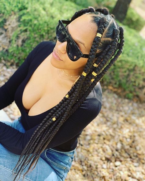 Jumbo Triangle Box Braids, Jumbo Box Braids On Short Hair, 6 Jumbo Box Braids, Hair Styke, Blk Hairstyles, Jumbo Cornrows, Jumbo Box Braids Styles, Mommy Hairstyles, Triangle Box Braids