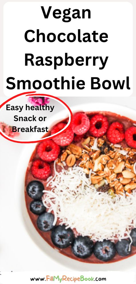 Easy Protein Breakfast, Vegan Chocolate Raspberry, Chocolate Raspberry Smoothie, Raspberry Smoothie Bowl, Smoothie Bowl Ingredients, Daycare Meals, Anti Inflammation Recipes, Easy Protein, Raspberry Smoothie