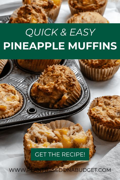 These Easy Pineapple Muffins are incredibly delicious! They're perfectly sweet and there are so many options and ways to enjoy them! Make these Easy Pineapple Muffins for breakfast this week! Banana Pineapple Muffins, Crushed Pineapple Muffins, Zucchini And Pineapple Muffins, Zucchini Pineapple Muffins, Healthy Pineapple Muffins, Muffins With Crushed Pineapple, Orange Pineapple Muffins, Pineapple Muffins, Pineapple Cupcakes