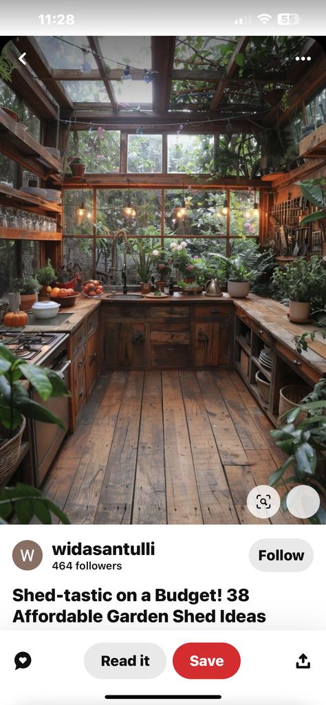 Green House Hang Out, Greenhouse Treehouse, Solarium Addition, Greenhouse Room, Greenhouse Kitchen, Garden Escape, Property Ideas, Gardening Flowers, Garden Yard Ideas