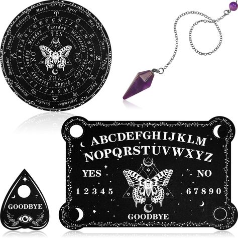 PRICES MAY VARY. What you get: the package includes a set of pendulum dowsing divination board with amethyst, and a set of black wooden board talking board with planchette, allowing you to choose according to different questions Rich patterns: the wooden board is composed of 26 letters from A to Z and numbers from 0 to 9; The pattern in the middle and the words 'YES' and 'NO' make the game more mysterious and interesting; In addition, there is a manual for your reference; The wooden divination b Divination Board, Amethyst Pendulum, Pendulum Necklace, Pendulum Board, Pendulum Dowsing, Spirit Board, Amethyst Set, Crystal Pendulum, Ouija Board