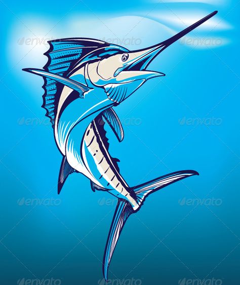 Swordfish Surfboard Painting, Idea Paint, Fish Sketch, Crab Art, Eagle Pictures, Fish Vector, Surfboard Art, Fish Illustration, Fish Drawings